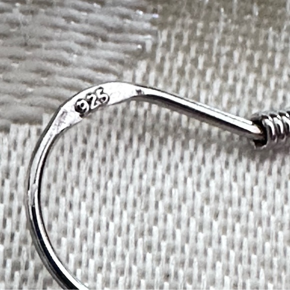 Polished Sterling Silver 925 Opal Inlay Drop Earrings Iridescent Tapered Dangle - Picture 3 of 10